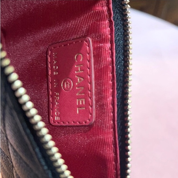CHANEL Caviar Classic Flat Wallet Pouch Black | Quilted Seam Signature Logo NEW - Picture 4 of 7